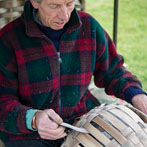 Owen Jones making an oak swill at Hatfield Living Crafts fair 2017